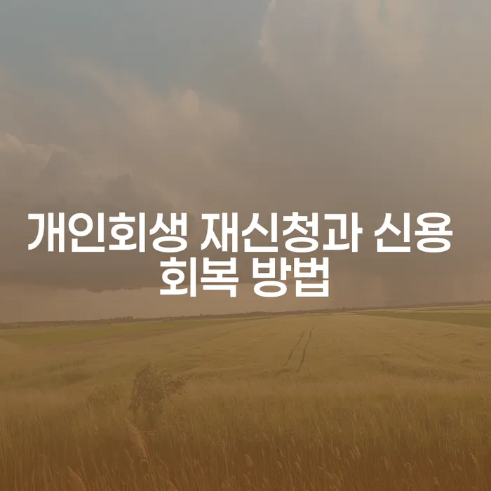 개인회생 재신청과 신용 회복 방법은 어떻게 해야 할까요?