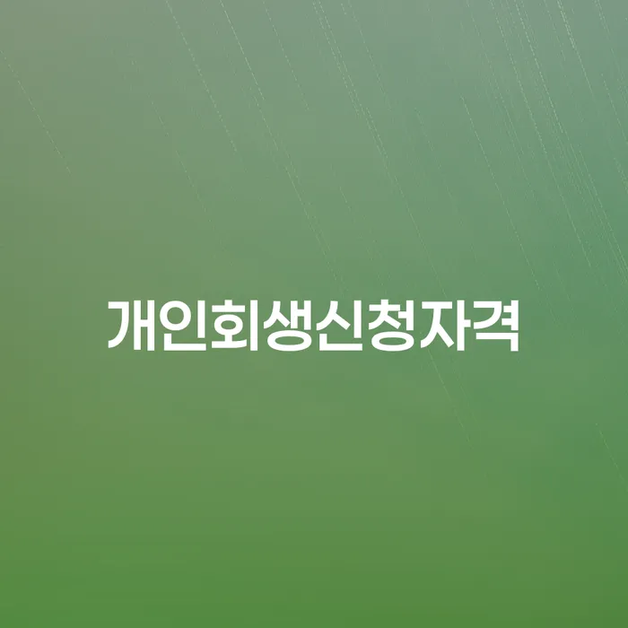 창신2동 개인회생 신청 자격과 절차