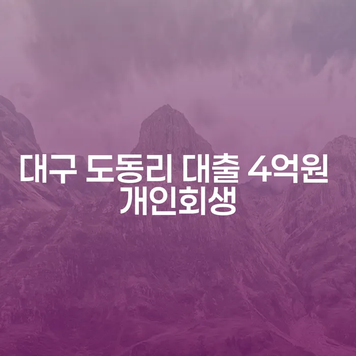 대구 도동리 대출 4억원, 개인회생 어떻게 해결할 수 있을까요?